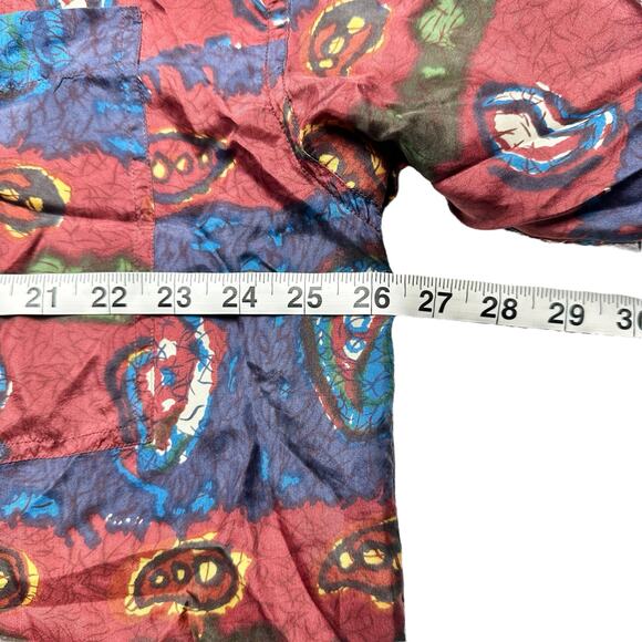 Protest | Men | Vintage 90s 100% Silk Abstract Paisley Button Up Shirt | Sz XL - Picture 5 of 13